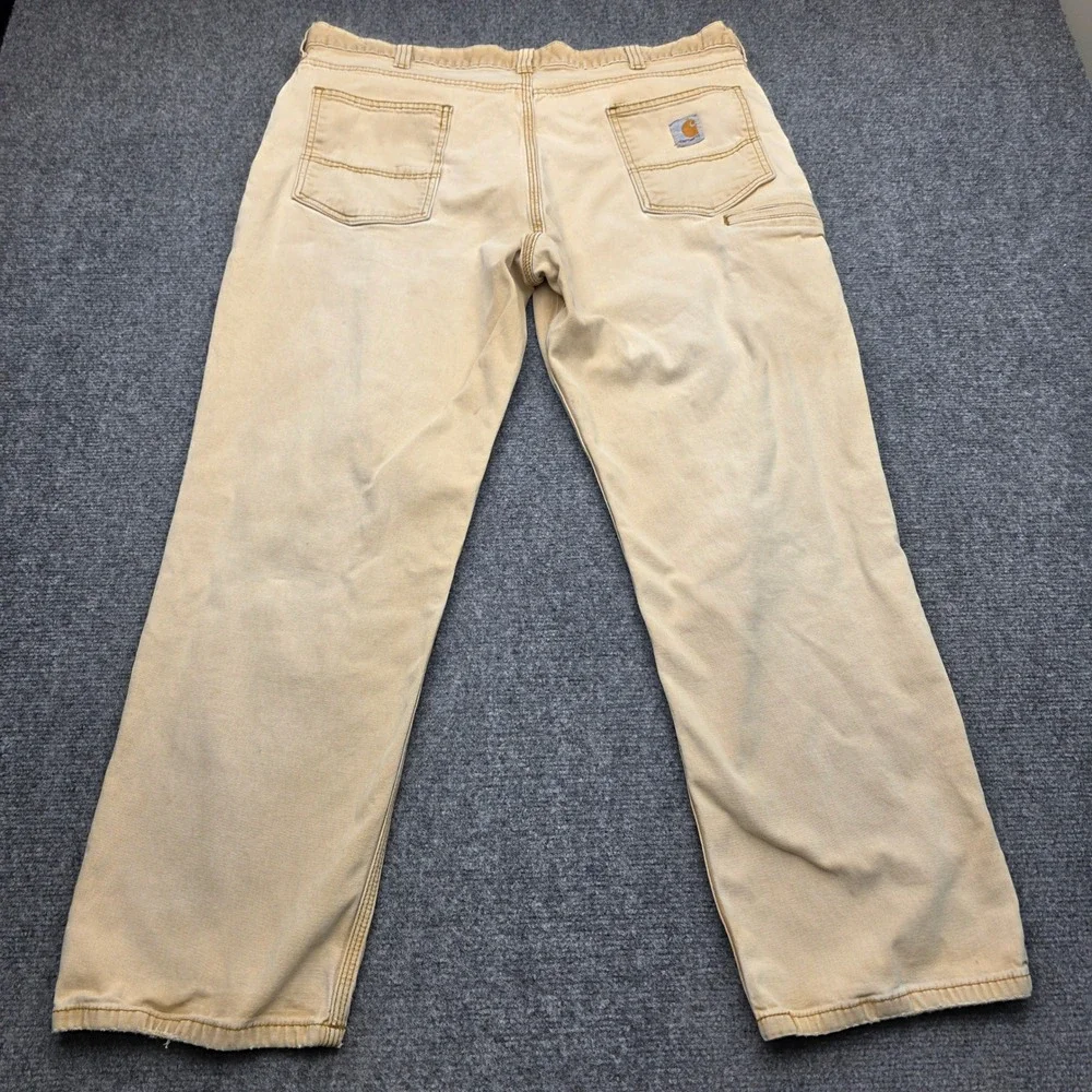 Carhartt Rugged Flex Relaxed Fit Canvas Work Pants Mens 42x30 Tan Khaki 102517